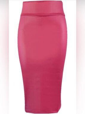NWOT ~ GoJane Red Leather Look Midi Skirt with Cascading Ruffle